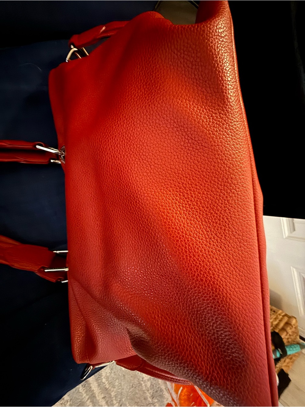 Longchamp Le Foulonne Red Leather Tote with Dual Handles and Shoulder Strap - Picture 13 of 16